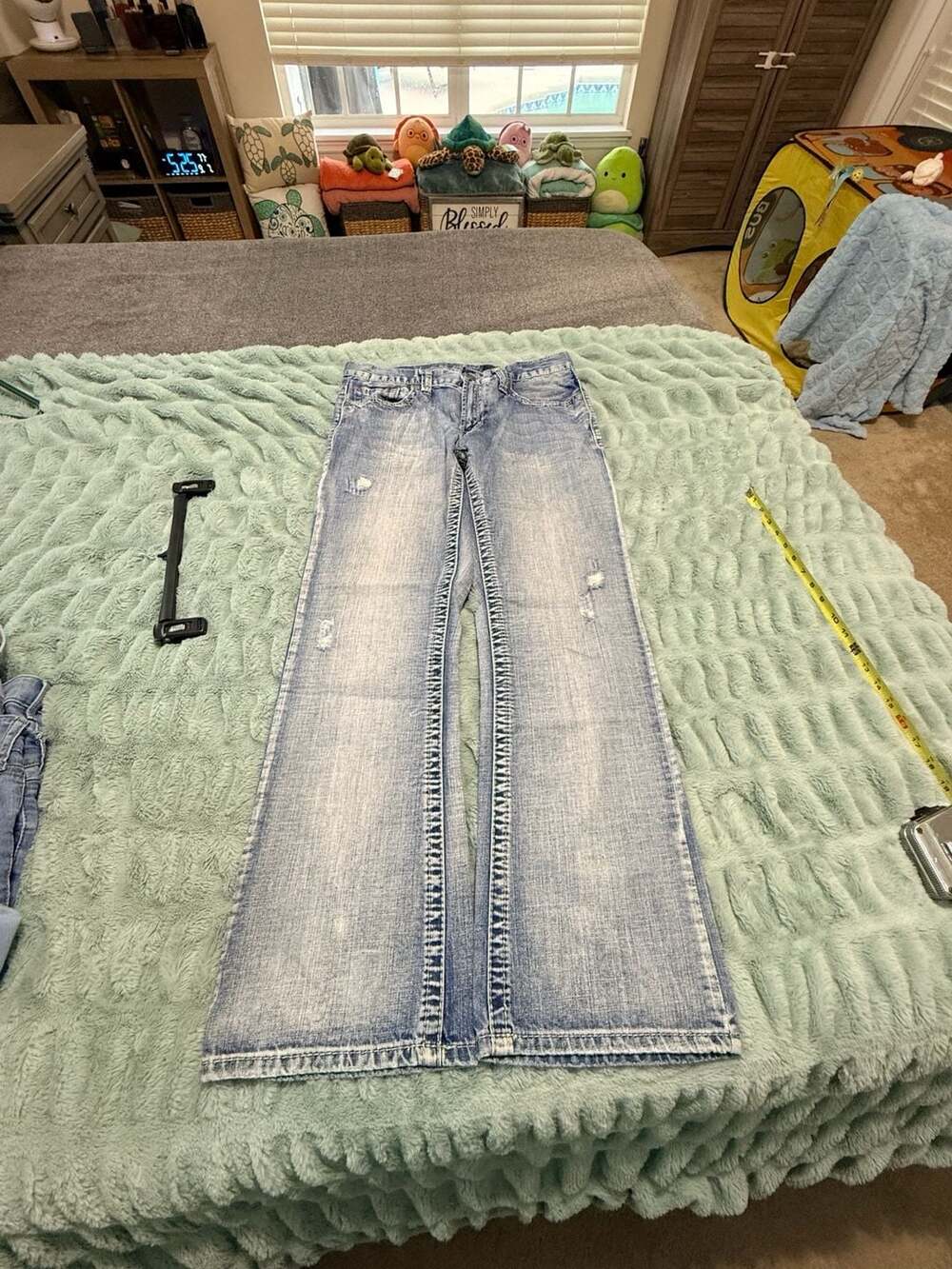 Axel Wolcott Vintage Boot Distressed Denim Jeans Men's Size 34x32